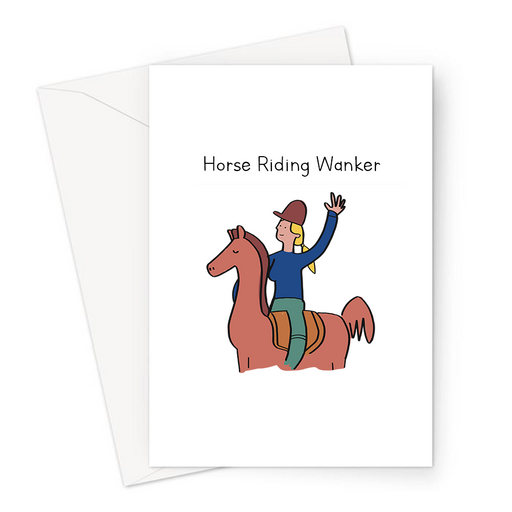 Horse Riding Wanker Greeting Card | Lady Riding A Horse, Horse Girl, Female Horse Rider, Horse Lover, Jockey, Equestrian