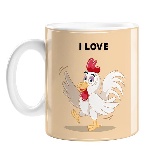 I Love Cock Mug | Funny Cockerel Pun Coffee Mug For Her, Gay Man, LGBTQ, Innuendo, Confident Looking Cockerel, Male Chicken