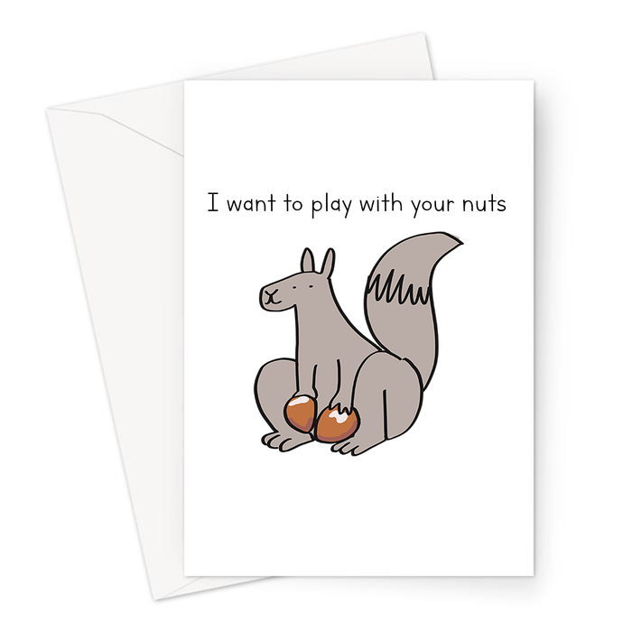I Want To Play With Your Nuts Greeting Card | Funny Squirrel Holding Nuts Valentines Card, For Him, Husband, Boyfriend, Anniversary, Balls Pun