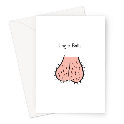 Jingle Balls Christmas Greeting Card | Rude, Funny Christmas Card, Stocking Filler, Pair Of Testicles Doodle, Testies
