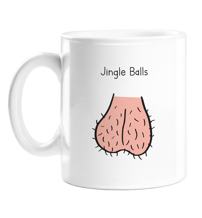 Jingle Balls Doodle Mug | Rude, Funny Christmas Gift, Stocking Filler, Pair Of Testicles Doodle, Testies