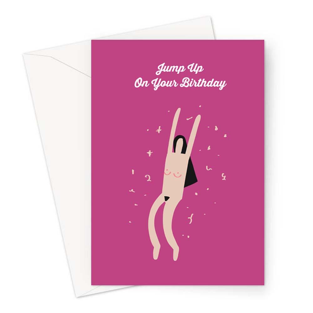 Jump Up On Your Birthday Naked Woman Greeting Card | Nude Birthday Card,  Naked Woman Jumping Birthday Card, LGBTQ+ Birthday Card — LEMON LOCO