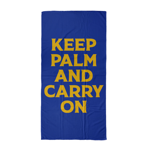 Keep Palm And Carry On Beach Towel | Pun Beach Towel, Keep Calm And Carry On, Pop Art, Palm Tree Pun