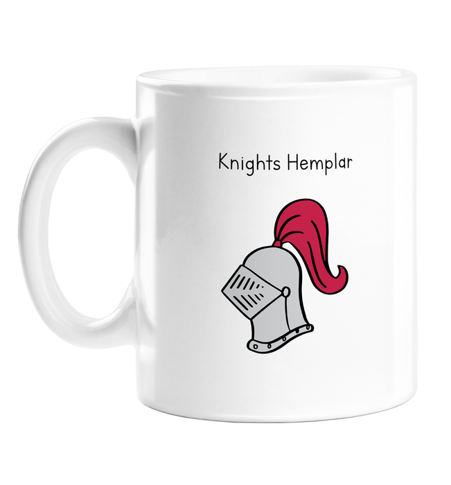 Knights Hemplar Doodle Mug | Funny Gift For Weed Smokers, Stoners, Knights Templar Pun, Knights Helmet Doodle