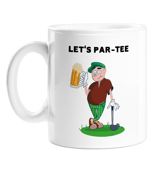 Let's Par-tee Mug | Funny Golfing Pun Coffee Mug For Golfer, Let's Party, Golfer On The Green Drinking Pint Of Beer, Sports Mug