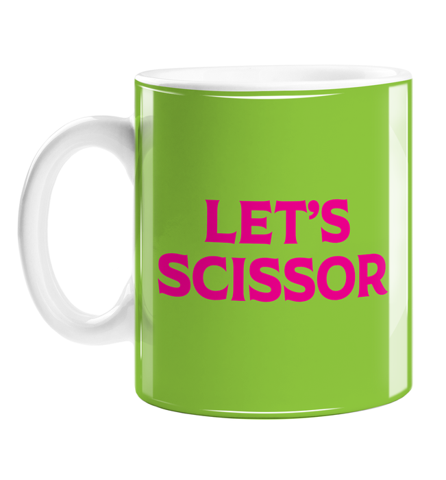 Let's Scissor Mug | LGBTQ+, LGBT Gifts For Lesbian, Pop Art, Pink, Green