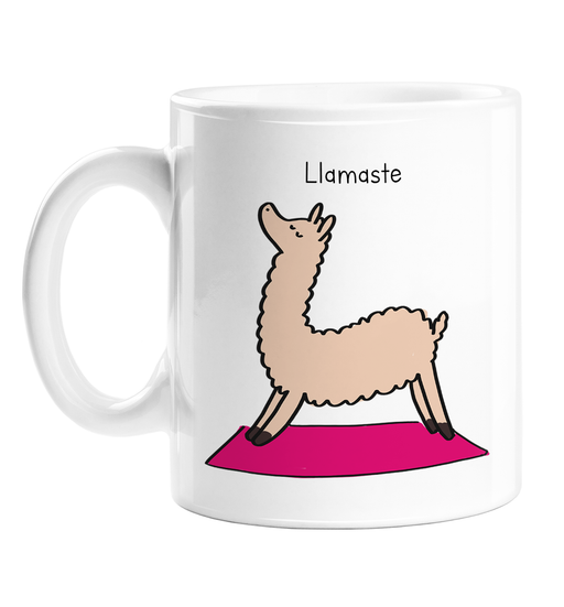 Llamaste Mug | Llama Doing Yoga In Cow Pose Pun Ceramic Coffee Mug, For Yogi, Yoga Lover, Namaste, Meditation