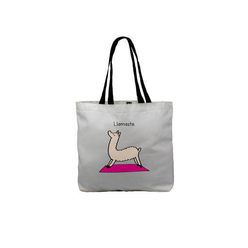 Llamaste Tote | Llama Doing Yoga In Cow Pose Pun Canvas Shopping Bag, For Yogi, Yoga Lover, Namaste, Meditation