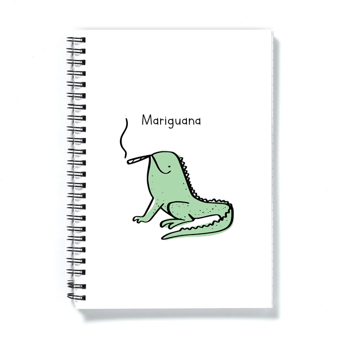 Mariguana A5 Notebook | Weed Journal, Diary, Stoner Iguana Pun Gift For Stoner, Weed Smoker, Cannabis, Marijuana, Hash, Ganja, Pot
