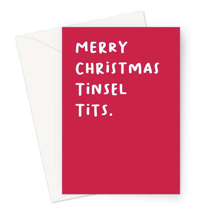 Merry Christmas Tinsel Tits. Greeting Card | Rude, Funny Christmas Card For Her, Girlfriend, Friend, Wife