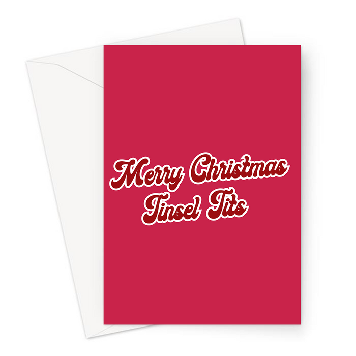 Merry Christmas Tinsel Tits Greeting Card | Funny Christmas Card For Her, Bubble Font, Mad About Christmas