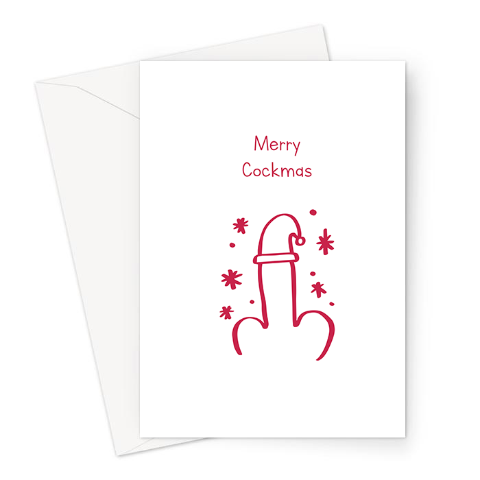 Merry Cockmas Greeting Card | Funny Christmas Card, Rude Christmas Card, Penis In A Santa Hat, Willy In A Santa Hat