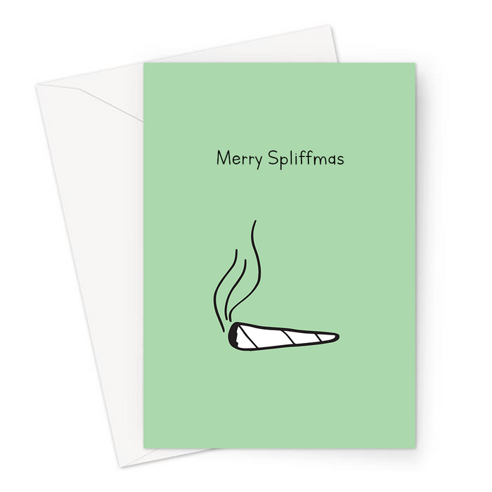 Merry Spliffmas Greeting Card | Funny Christmas Card For Weed Smoker, Stoner, Blunt, Joint, Spliff, Cannabis, Marijuana, Hash