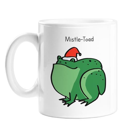 Mistle-Toad Mug | Pun Toad In A Christmas Hat Doodle Gift, Stocking Filler, Mistletoe Joke, Amphibian