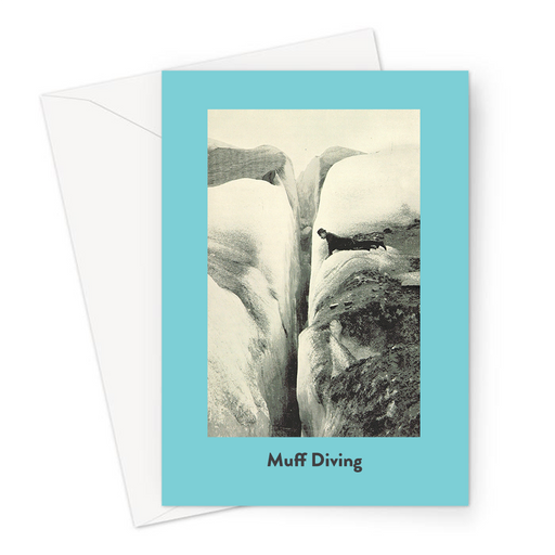 Muff Diving Greeting Card | Funny Vintage Oral Sex Joke Card, Man On Front Looking Down Hole, Cunnilingus Joke, Muff Munching