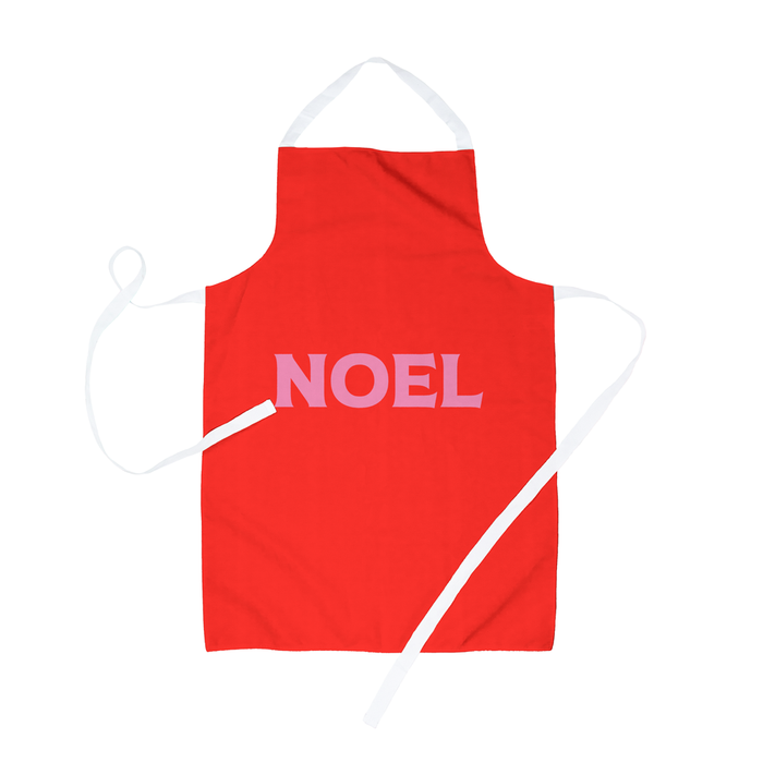 Noel Apron | Jolly Christmas Apron In Red And Pink, Christmas Carol, French Christmas