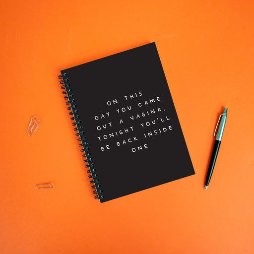 On This Day You Came Out A Vagina Tonight You'll Be Back Inside One A5 Notebook | Funny Birthday Gift For Men, Rude Notebook For Him, Birthday Journal