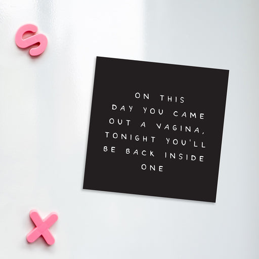On This Day You Came Out A Vagina Tonight You'll Be Back Inside One Magnet | Funny Fridge Magnet, Birthday Gift For Men, Rude Birthday Magnet For Him