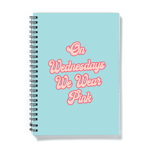 On Wednesdays We Wear Pink A5 Notebook | Movie Quote Gifts, Burn Book, Empowering Gift For Friend, Groovy Seventies Style Font