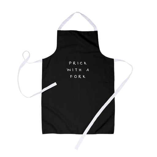 Prick With A Fork Apron | Rude, Funny Pun BBQ Apron For Him, Dad, Profanity, Monochrome