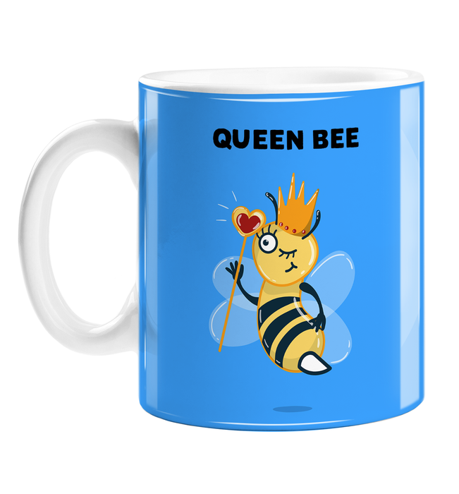 Queen Bee Mug | Funny, Bee Pun Gift For Friend, Bee In Crown With Sceptre, Royal Highness, Yass Queen, LGBTQ+