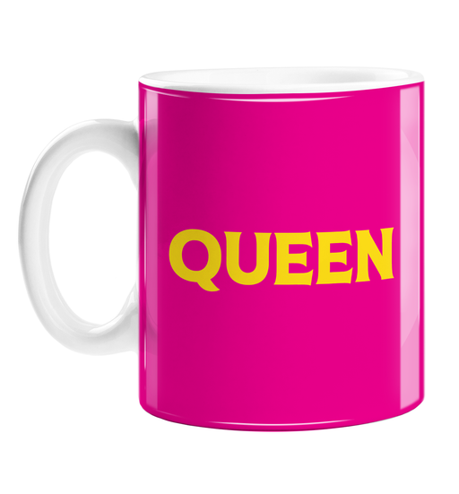 Queen Mug | LGBTQ+, LGBT Gifts For Gay Men, Pop Art, Pink, Yellow