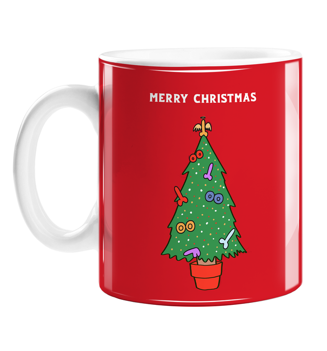 Rude Christmas Tree Merry Christmas Mug | Funny Christmas Gift, Stocking Filler, LGBTQ+, Dildo, Boobs