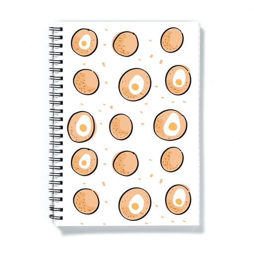 Scotch Egg Print A5 Notebook | Scotch Egg Pattern Notepad, Scotch Egg Illustration, Scotch Eggs, British Food, Pastry, Picnic Food