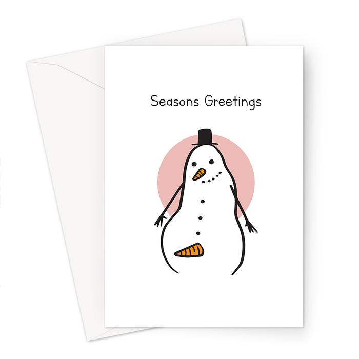 Seasons Greetings Snowman Erection Greeting Card | Funny, Rude, Adult Christmas Card, Snowman With Carrot Erection Doodle
