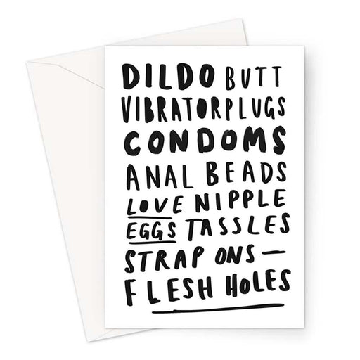 Sex Toy Art Greeting Card | Dildo, Butt Plugs, Love Eggs, Flesh Holes, Strap Ons, Vibrator