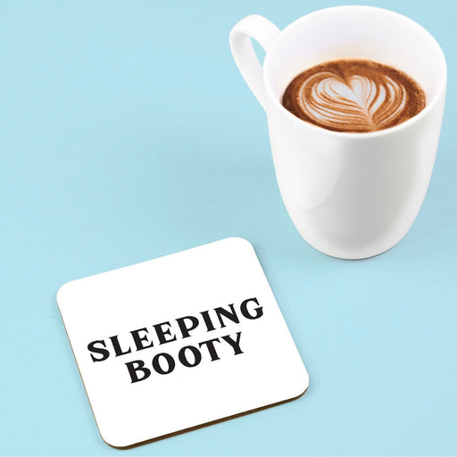 Sleeping Booty Coaster | Funny Coaster, Funny Literary Gifts, Funny Literature Gifts, Sleeping Beauty Gifts, Vintage Typography