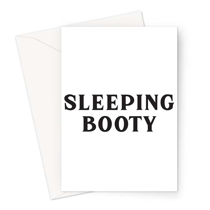 Sleeping Booty Greeting Card | Funny Greeting Card, Funny Literary Greeting Card, Funny Literature Card, Sleeping Beauty Card, Vintage Typography