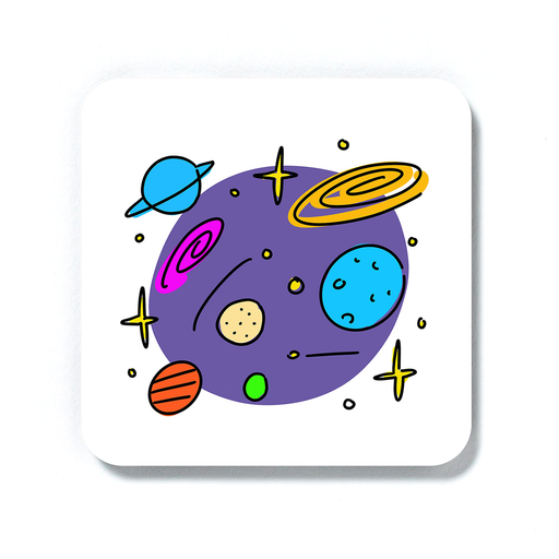 Space Print Coaster | Outer Space Pattern Drinks Mat, Milkyway, Galaxy, Earth, Neptune, Mars, Venus, Planets, Stars, Astronomy