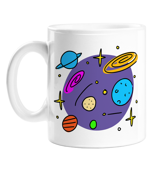 Space Print Mug | Outer Space Pattern Coffee Mug, Milkyway, Galaxy, Earth, Neptune, Mars, Venus, Planets, Stars, Astronomy