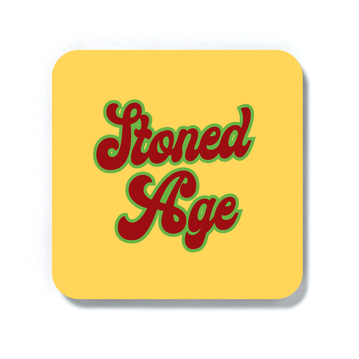 Stoned Age Coaster | Weed Drinks Mat, Gift For Stoner, Weed Smoker, Cannabis, Marijuana, Hash, Pot, Ganja, Stone Age Pun