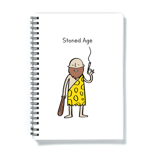 Stoned Age Doodle A5 Notebook | Weed Journal, Diary, Stone Age Pun Gift For Stoner, Weed Smoker, Caveman, Cannabis, Marijuana, Hash, Ganja, Pot