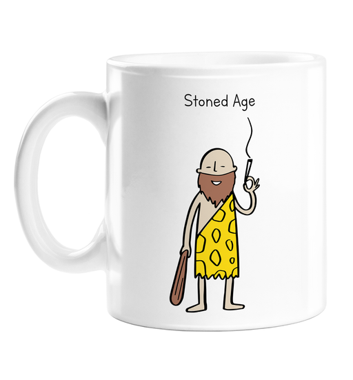 Stoned Age Doodle Mug | Funny Gift For Weed Smokers, Stoners, Caveman Stoner Doodle, Cannabis, Marijuana, Hash, Pot, Dope