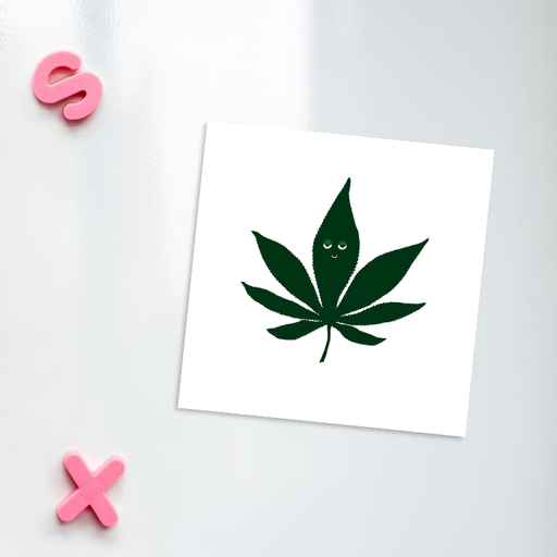 Stoned Weed Leaf Fridge Magnet | High Cannabis Leaf Illustration, Hand Illustrated Fine Art Marijuana, Stoner, Ganja, Hash, Pot, 420