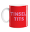 Tinsel Tits Mug | Rude, Funny Christmas Gift For Her, Stocking Filler, Pop Art, Red And Pink Festive Mug