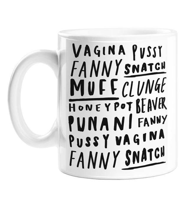 Vagina Word Art Mug | Punani, Muff, Clunge, Pussy, Fanny, Honey Pot, Synonyms