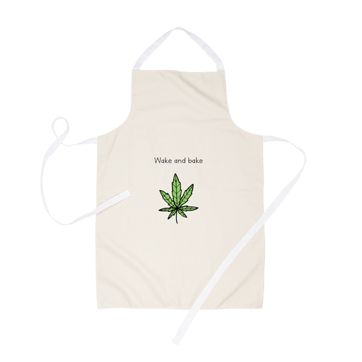 Wake And Bake Apron | Stoner Apron For Baker, 420 Gift, Weed, Marijuana, Dope, Baking, Cannabis Leaf Doodle