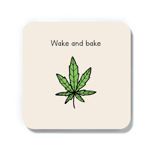 Wake And Bake Coaster | Weed Drinks Mat, Housewarming Gift For Stoner Baker, Weed Smoker, Hash, Ganja, Pot, Cannabis, Marijuana