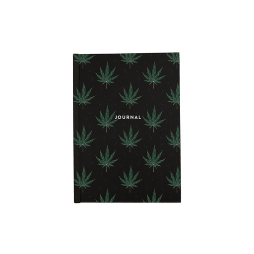 Weed Illustration Black A5 Journal | Cannabis Leaf Illustration, Hand Illustrated Fine Art Marijuana Leaves, Dope Journal, Ganja, Hash, 420