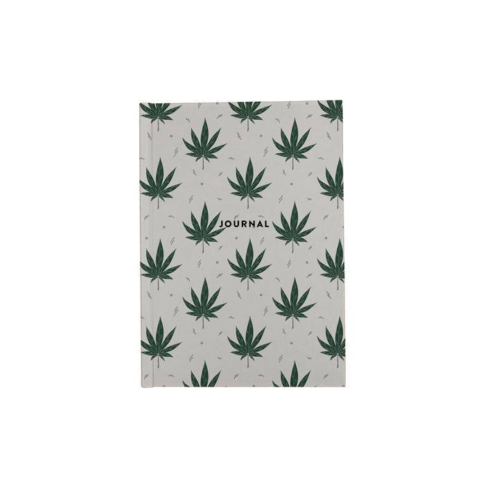 Weed Illustration White A5 Journal | Cannabis Leaf Illustration, Hand Illustrated Fine Art Marijuana Leaves, Dope Journal, Ganja, Hash, 420