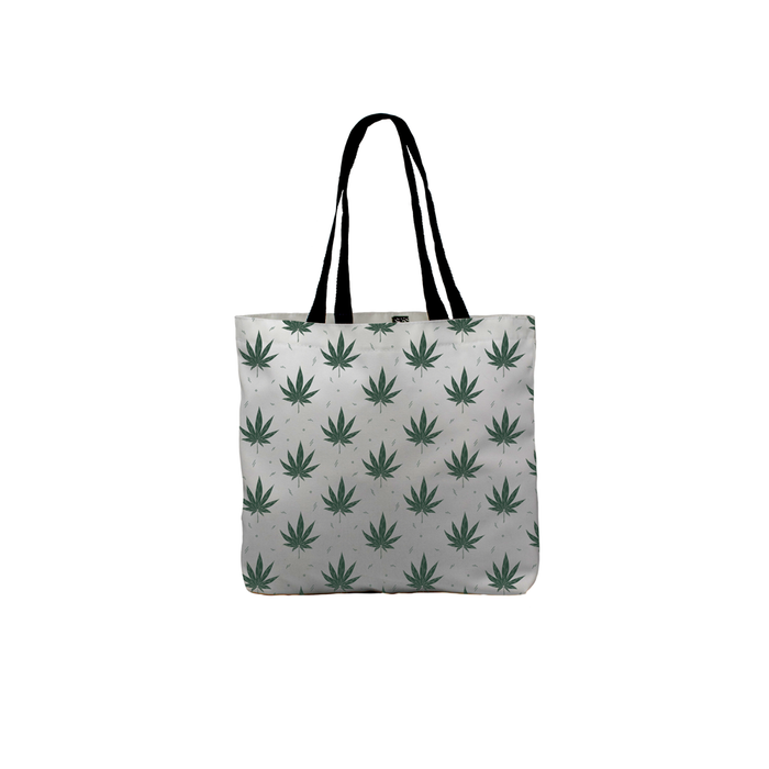 Weed Illustration White Tote | Cannabis Leaf Illustration, Hand Illustrated Fine Art Marijuana Leaves, Canvas Shopping Bag, Dope, Ganja, Hash, 420