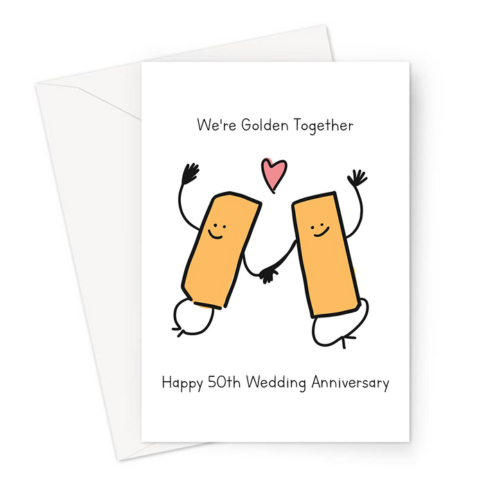 We're Golden Together Happy 50th Wedding Anniversary Greeting Card | Golden Anniversary, Gold Bars In Love, For Husband Or Wife, Married Fifty Years