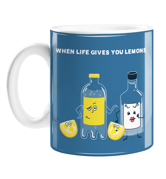 When Life Gives You Lemons Mug | Funny Sympathy Gift, Lost Job, Failed Exam, Breakup, Divorce, Bottle Of Gin, Bottle Of Tonic, G&T, Gin Joke