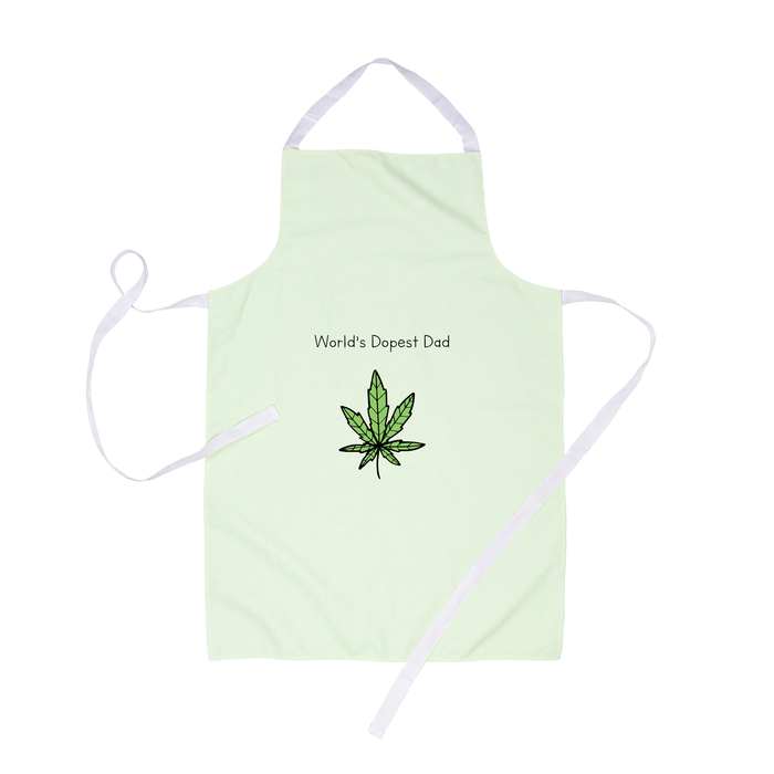 World's Dopest Dad Apron | Stoner Apron For Dad, Father's Day Gift, Weed, Dope, Marijuana, Hand Illustrated Cannabis Leaf