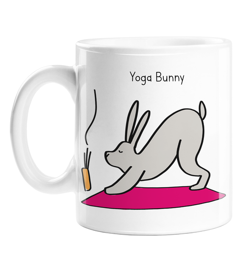 Yoga Bunny Mug | Rabbit Doing Yoga In Downward Dog Ceramic Mug, For Yogi, Yoga Lover, Namaste, Meditation