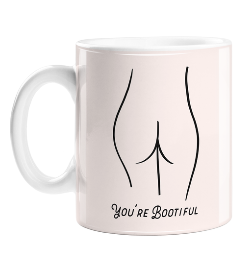 You're Bootiful Abstract Nude Pink Mug | Naked Female Bottom, Punny Gift For Girlfriend, Cheeky, Valentines, Abstract Nude Line Drawing